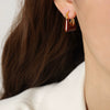 Wholesale Women's Copper Geometric Dripping Oil Earrings Light Luxury Simple Fashion Jewelry