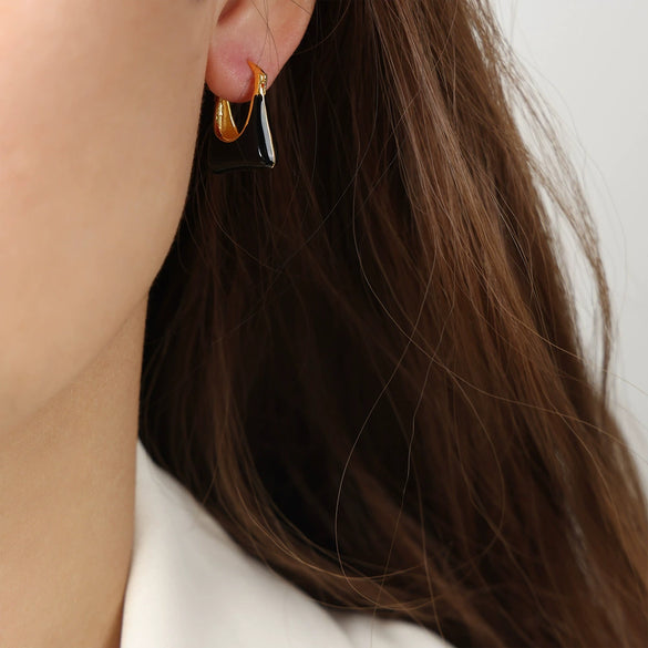 Wholesale Women's Copper Geometric Dripping Oil Earrings Light Luxury Simple Fashion Jewelry