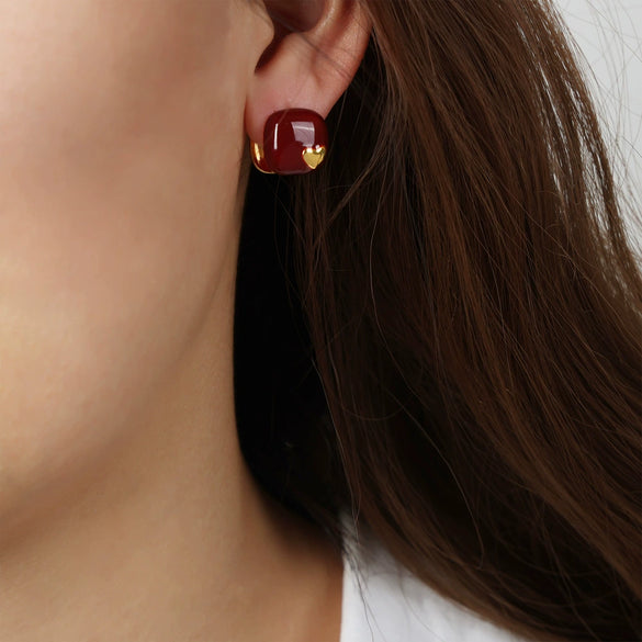 Wholesale Women's Copper Geometric Dripping Oil Earrings Light Luxury Simple Fashion Jewelry