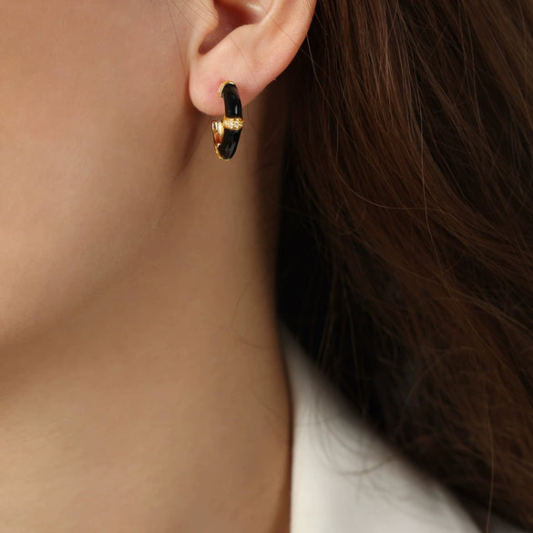 Wholesale Women's Copper Geometric Dripping Oil Earrings Light Luxury Simple Fashion Jewelry