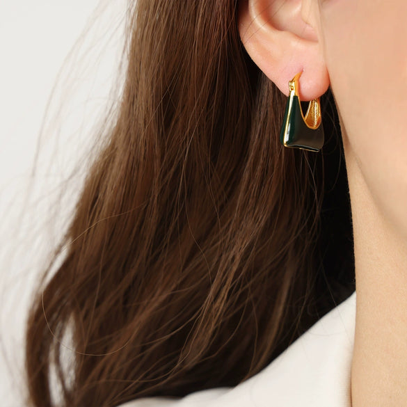 Wholesale Women's Copper Geometric Dripping Oil Earrings Light Luxury Simple Fashion Jewelry