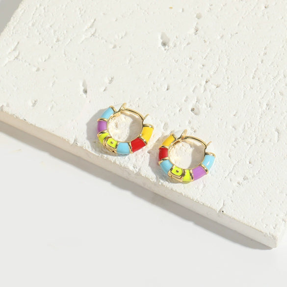 Wholesale Women's Copper Geometric Dripping Oil Enamel Earrings