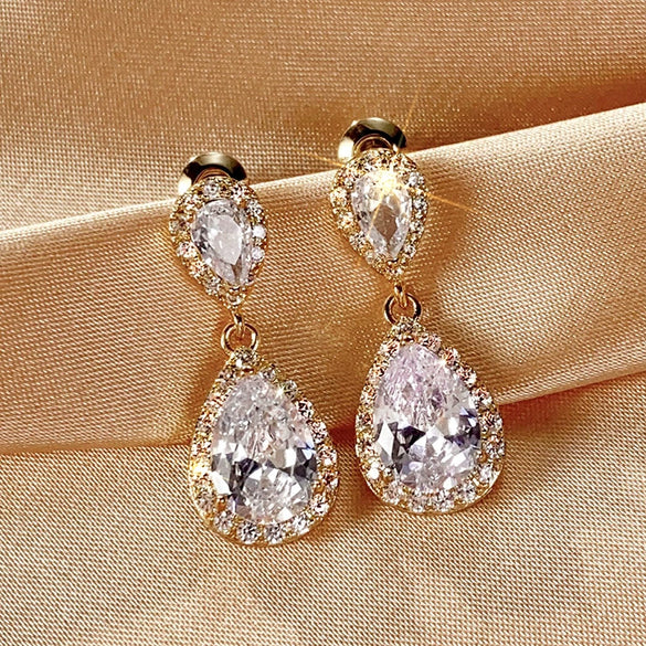 Wholesale Women's Copper Geometric Drop Shape Highend Minimalist Earrings