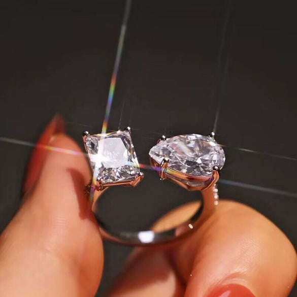 Wholesale Women's Copper Geometric Drop Shape Niche Style Ring With Zirconia