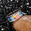 Wholesale Women's Copper Geometric Eye Art Ring With Zircon And Imitation Enamel Color Drop Oil Design
