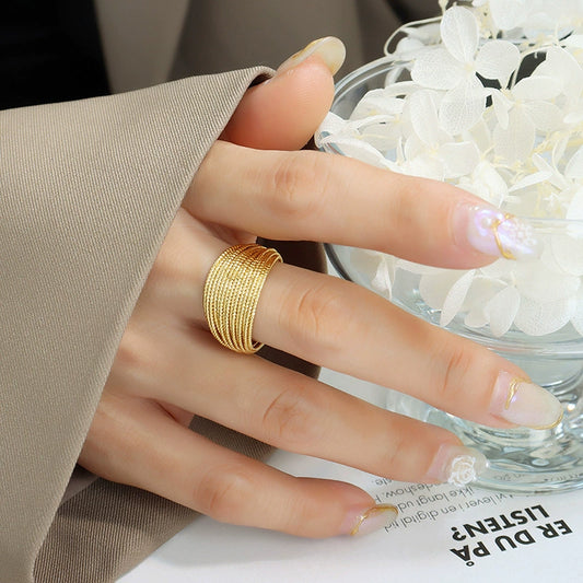 Wholesale Women's Copper Geometric Ferris Wheel Design Multilayer Line Semicircle Open Ring With Electroplating
