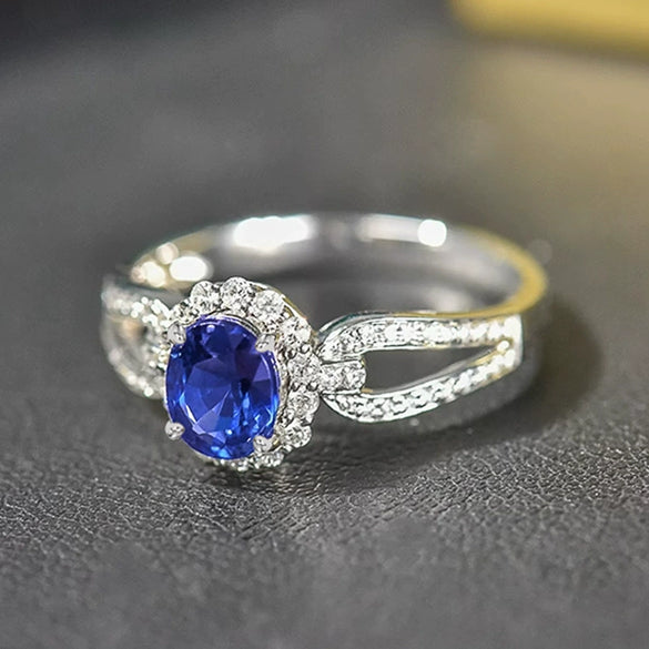 Wholesale Women's Copper Geometric Flower Inlaid Zircon Ring Light Luxury Double Layer Ring