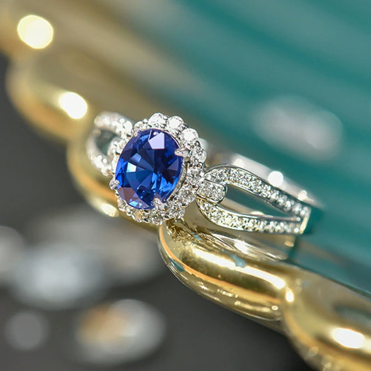 Wholesale Women's Copper Geometric Flower Inlaid Zircon Ring Light Luxury Double Layer Ring
