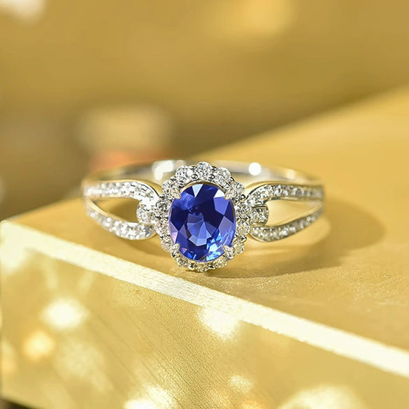 Wholesale Women's Copper Geometric Flower Inlaid Zircon Ring Light Luxury Double Layer Ring
