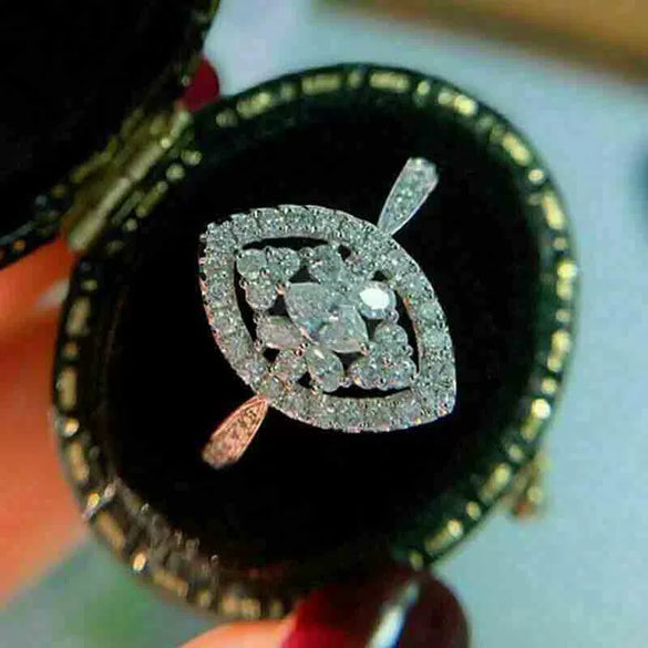 Wholesale Women's Copper Geometric Flower Zirconia Ring Jewelry