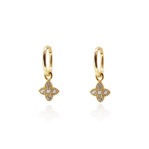 Wholesale Women's Copper Geometric Four Leaf Clover Micro Inlaid Zircon Earrings Minimalist Style