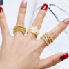 Wholesale Women's Copper Geometric Four Leaf Clover Ring 18K Gold Plated