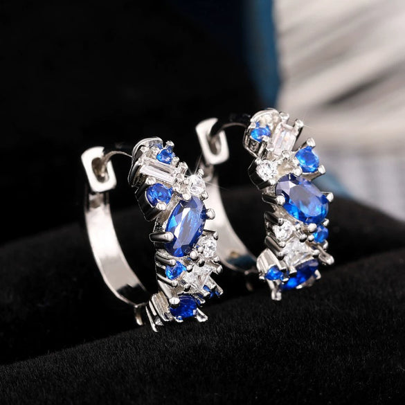 Wholesale Women's Copper Geometric Hip Hop Earrings With Inlaid Zircon