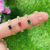 Wholesale Women's Copper Geometric Hollow Opening Adjustable Zircon Ring With Electroplating And Niche Chain Design