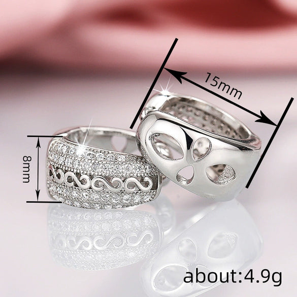 Wholesale Women's Copper Geometric Hollow Out Earrings Set With Zirconia Retro Design