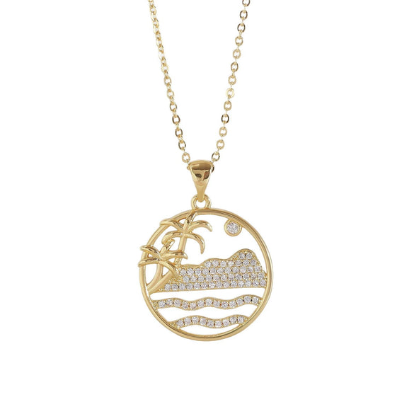 Wholesale Women's Copper Geometric Hollow Round Ocean Forest Style Necklace With Electroplating