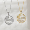 Wholesale Women's Copper Geometric Hollow Round Ocean Forest Style Necklace With Electroplating