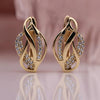 Wholesale Women's Copper Geometric Hollow Twist Woven Inlaid Zircon Earrings