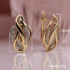 Wholesale Women's Copper Geometric Hollow Twist Woven Inlaid Zircon Earrings