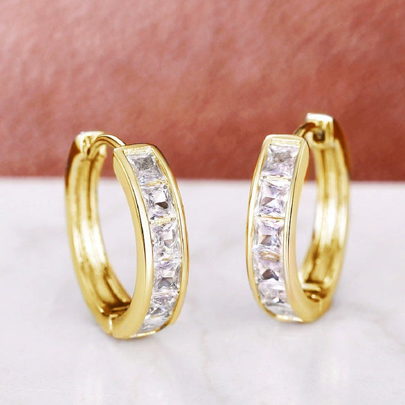 Wholesale Women's Copper Geometric Hoop Earrings With Zircon Inlay