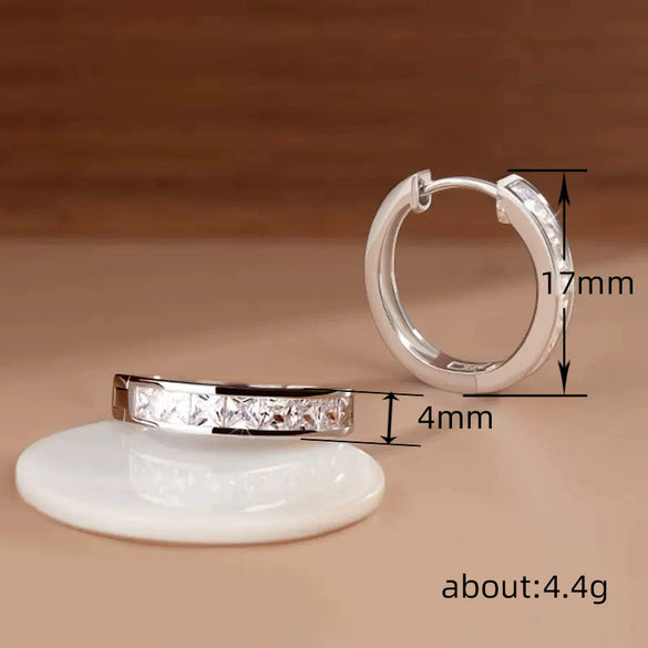 Wholesale Women's Copper Geometric Hoop Earrings With Zircon Inlay