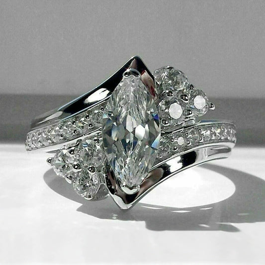 Wholesale Women's Copper Geometric Horse Eye Shaped Zircon Ring