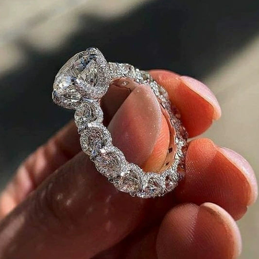 Wholesale Women's Copper Geometric Imitation Diamond Wedding Ring Jewelry With Electroplating