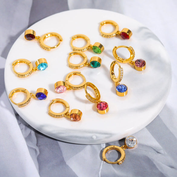 Wholesale Women's Copper Geometric Inlaid Rhinestone Personality Earrings