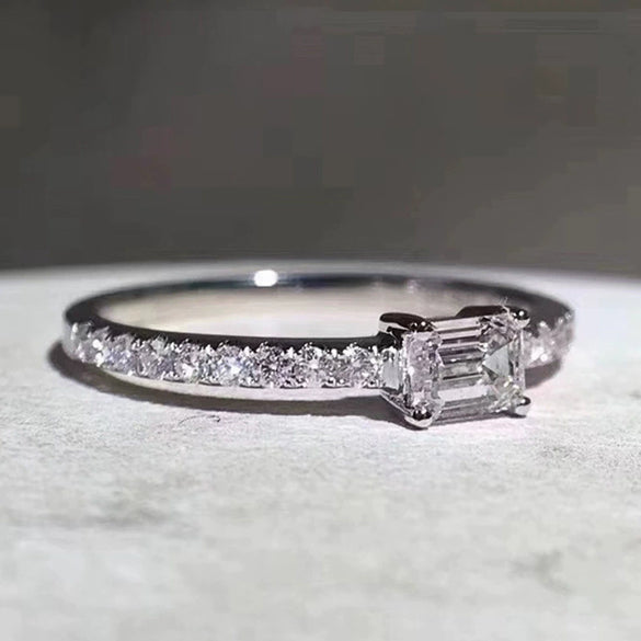 Wholesale Women's Copper Geometric Inlaid Zircon Cube Sugar Ring Minimalist Design