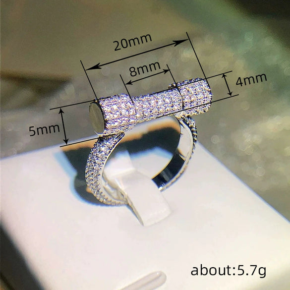 Wholesale Women's Copper Geometric Inlaid Zircon Dumbbell Shape Ring