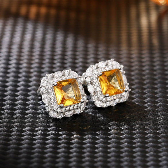 Wholesale Women's Copper Geometric Inlaid Zircon Earrings