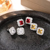 Wholesale Women's Copper Geometric Inlaid Zircon Earrings