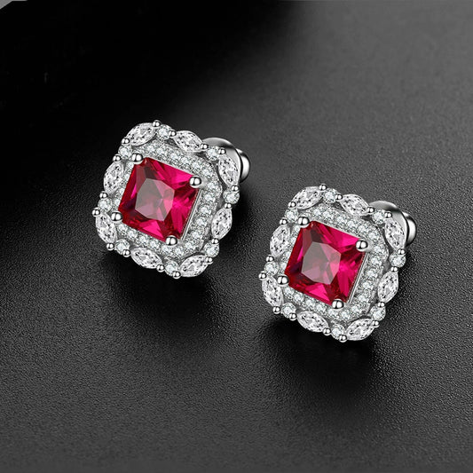 Wholesale Women's Copper Geometric Inlaid Zircon Earrings