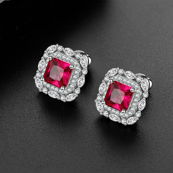 Wholesale Women's Copper Geometric Inlaid Zircon Earrings
