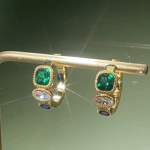 Wholesale Women's Copper Geometric Inlaid Zircon Earrings