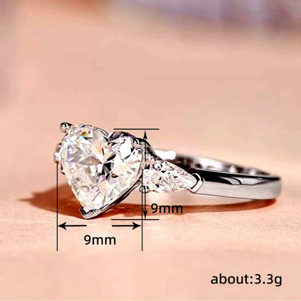 Wholesale Women's Copper Geometric Inlaid Zircon Heart Shaped Water Drop Ring