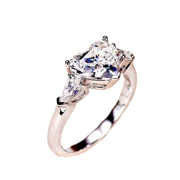 Wholesale Women's Copper Geometric Inlaid Zircon Heart Shaped Water Drop Ring