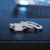 Wholesale Women's Copper Geometric Inlaid Zircon Light Luxury Square Ring