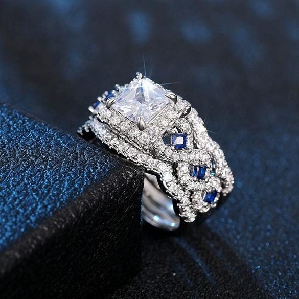 Wholesale Women's Copper Geometric Inlaid Zircon Light Luxury Square Ring