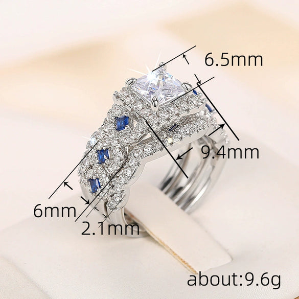 Wholesale Women's Copper Geometric Inlaid Zircon Light Luxury Square Ring