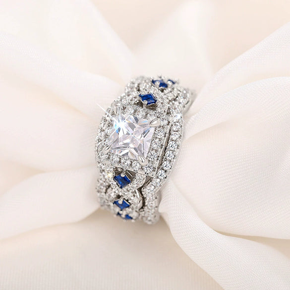 Wholesale Women's Copper Geometric Inlaid Zircon Light Luxury Square Ring