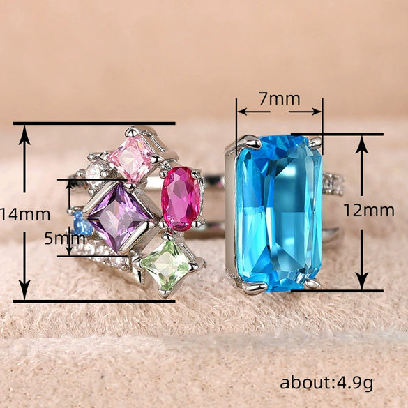 Wholesale Women's Copper Geometric Inlaid Zircon Open Ring Light Luxury Niche Design