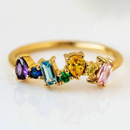Wholesale Women's Copper Geometric Inlaid Zircon Ring