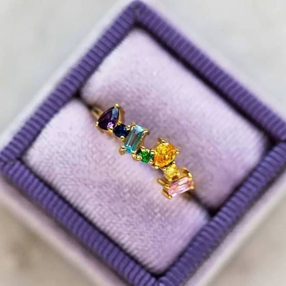 Wholesale Women's Copper Geometric Inlaid Zircon Ring