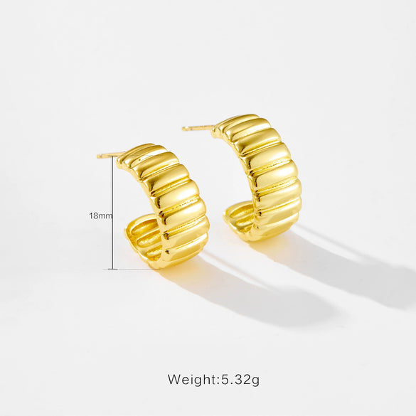 Wholesale Women's Copper Geometric Irregular C Ring Earrings With Electroplating