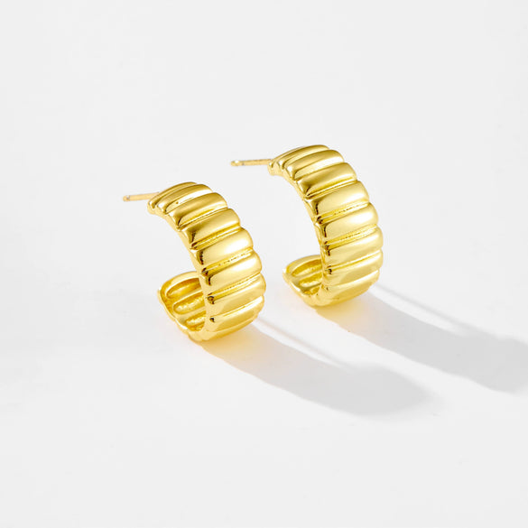 Wholesale Women's Copper Geometric Irregular C Ring Earrings With Electroplating