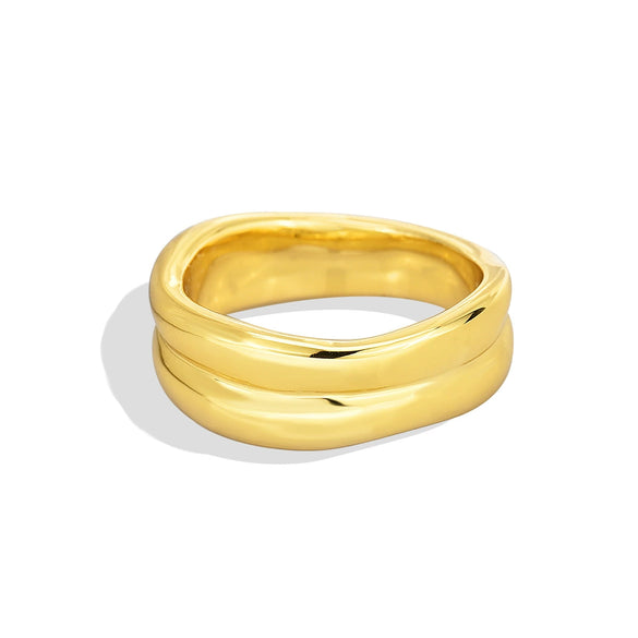 Wholesale Women's Copper Geometric Irregular Goldplated Ring