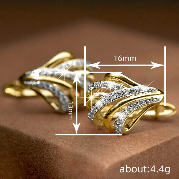 Wholesale Women's Copper Geometric Leaf Earrings Set With Zirconia Elegant Style