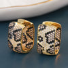 Wholesale Women's Copper Geometric Leopard Print Zirconia Earrings