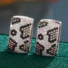 Wholesale Women's Copper Geometric Leopard Print Zirconia Earrings